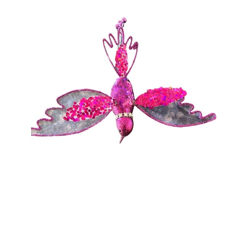 Decorative Purple Glitter Hummingbird Clip Ornament - 8 x 6 Inches